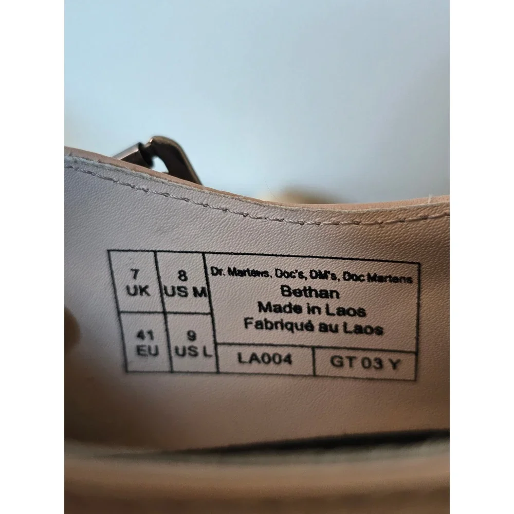 Dr. Martens Bethan T-Bar Platform Mary Jane Shoes Pink Taupe Leather Womens US 9